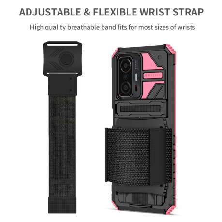 Противоударный чехол Armor Wristband для Xiaomi 11T / 11T Pro - розовый