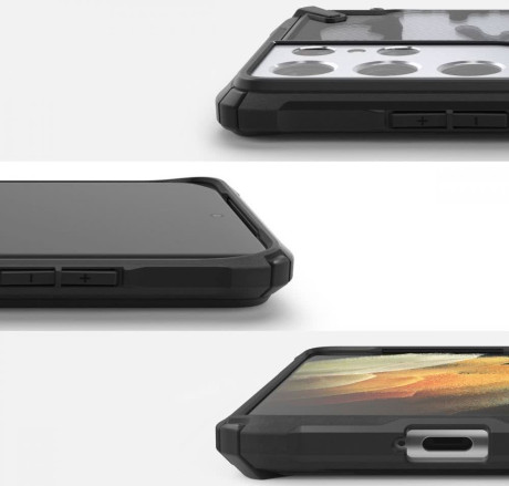 Оригинальный чехол Ringke Fusion X Design durable на Samsung Galaxy S21 Ultra - Camo Black