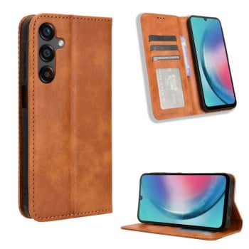 Чохол-книжка Magnetic Buckle Retro Crazy Horse Texture для Samsung Galaxy C55 / M55 5G - коричневий