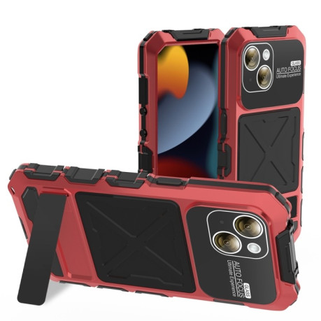 Протиударний металевий чохол R-JUST Dustproof на iPhone 15 - червоний