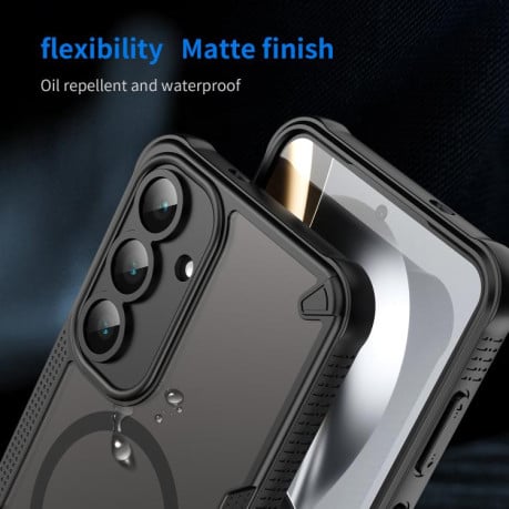 Противоударный чехол Armor Glaze с MagSafe гибридный на Samsung Galaxy S25 FE 5G - черный