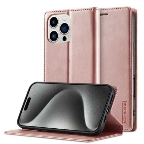 Чохол-книжка LCIMEEKE Strong для iPhone 16 Pro - рожеве золото