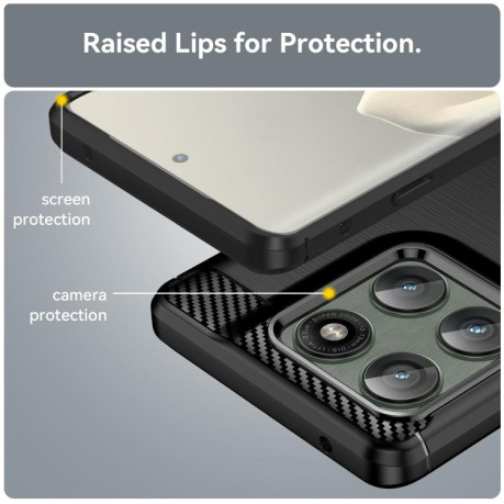 Противоударный чехол Brushed Texture Carbon Fiber на Motorola Edge 60 Pro - черный