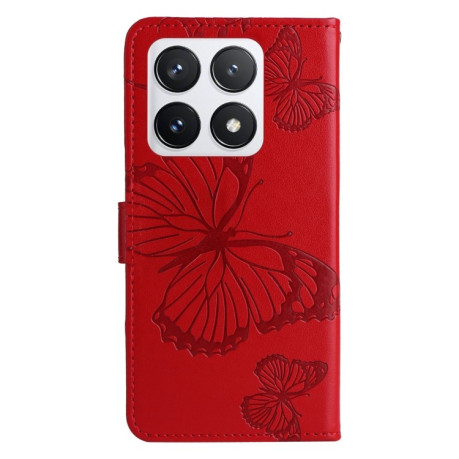Чехол-книжка Embossed Butterfly для Xiaomi 14T Pro - красный