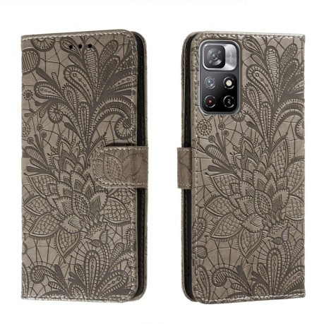 Чехол-книжка Lace Flower для Xiaomi  Poco M4 Pro 4G - серый