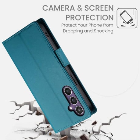 Чехол-книжка Side Buckle с магнитной застежкой и матовой кожей на Samsung Galaxy S25 FE 5G - синий