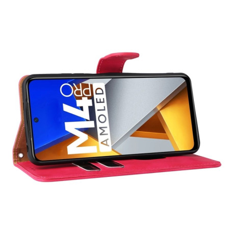 Чохол-книжка Skin Feel Magnetic для Xiaomi Poco M4 Pro 4G - пурпурно-червоний