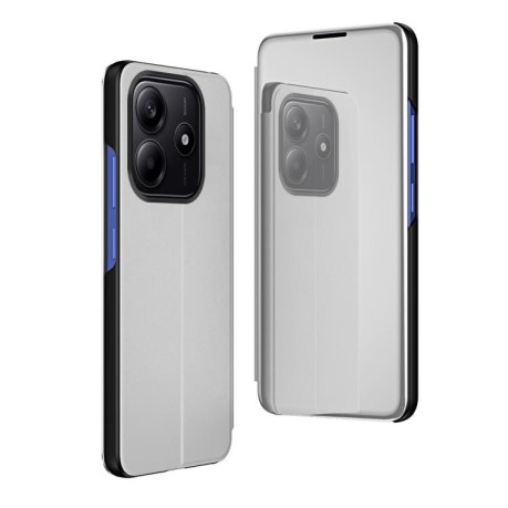 Чехол книжка Clear View на Xiaomi Redmi Note 14 4G 164.84mm - серебристый