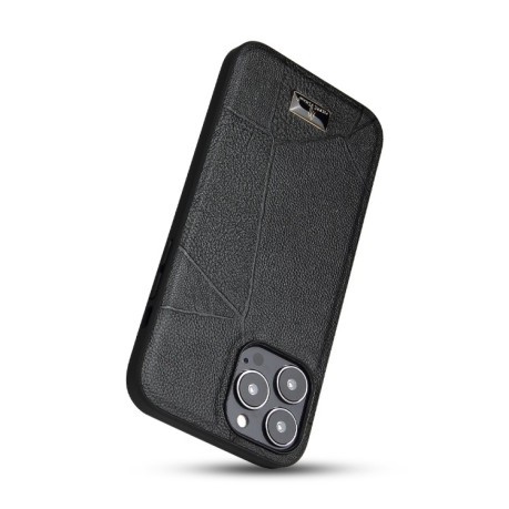 Противоударный чехол Fierre Shann Leather для iPhone 15 Pro - Ox Tendon Black