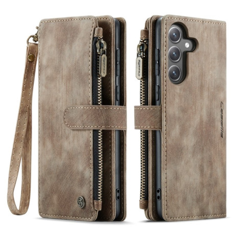 Кожаный чехол-кошелек CaseMe-C30 для Samsung Galaxy S23 FE - коричневый