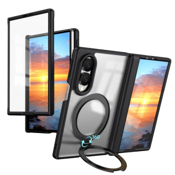 Чохол Escase з магнітним кільцем‑тримачем і вбудованою плівкою на Samsung Galaxy Fold8 5G — чорний