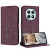 Чехол-книжка Embossed Kitten Phone Leather на Xiaomi Redmi Note 15 4G / 5G /Poco M8  — бордовый