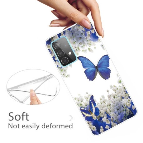 Противоударный чехол Colored Drawing Clear на Samsung Galaxy A52/A52s - White Flower Butterfly
