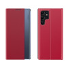 Чехол-книжка Side Display Adsorption Plain Cloth Smart Leather на Samsung Galaxy S24 Ultra 5G - красный