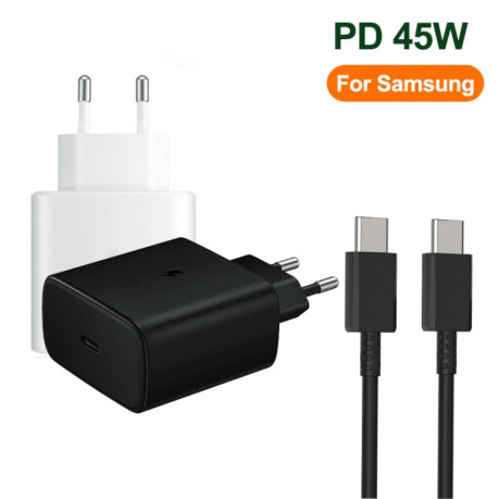 Скоростное зарядное устройство + кабель M135 45W USB-C / Type-C Port Fast Charger with 5A Type-C to Type-C Cable, EU Plug - черный