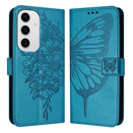 Чехол-книжка Embossed Butterfly для Samsung Galaxy S24 FE 5G - синий