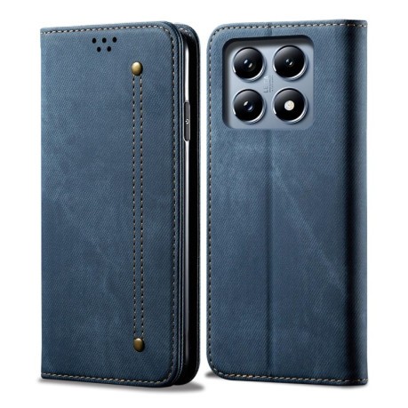 Чехол книжка Denim Texture Casual Style на Xiaomi 14T Pro - синий
