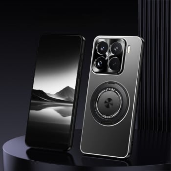 Противоударный чехол Rotating Holder Frosted Metal для Xiaomi 15 Pro - черный