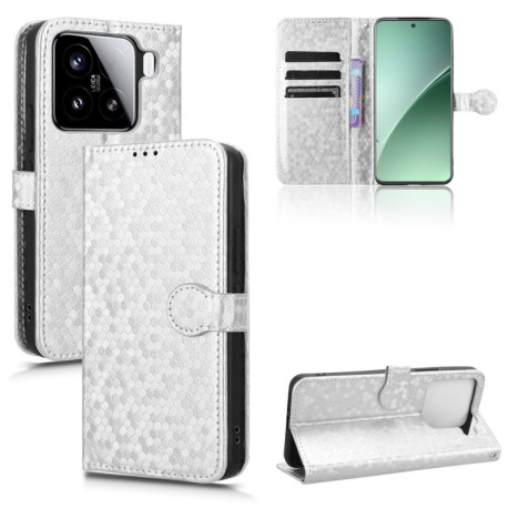 Чехол-книжка Honeycomb Dot для Xiaomi 15 Pro - серебристый