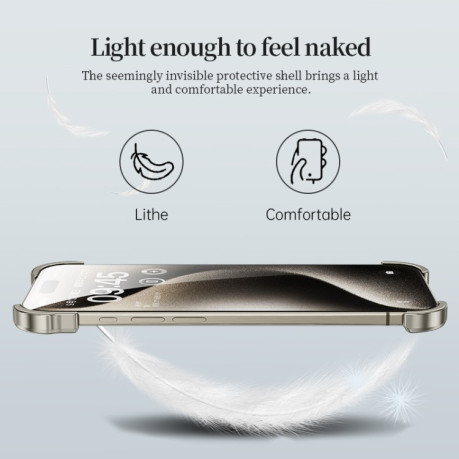 Противоударный чехол Frameless Metal Corner для iPhone 15 Pro - белый