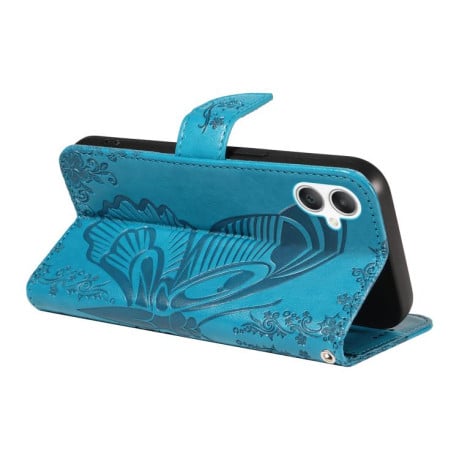 Чехол-книжка Swallowtail Butterfly Embossed Leather на Samsung Galaxy A07 5G - синий