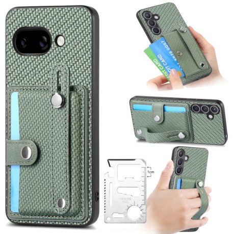 Противоударный чехол Wristband Kickstand Card для  Google Pixel 9a - зеленый