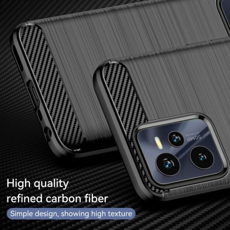 Чехол Brushed Texture Carbon Fiber на Realme C35 - черный