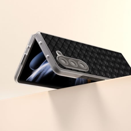 Противоударный чехол Woven Texture Frosted Translucent Frame для Samsung Galaxy  Fold 6 5G - черный