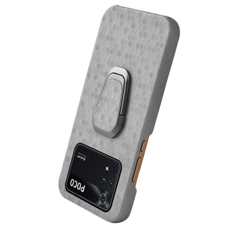 Протиударний чохол Honeycomb Ring Holder для Xiaomi Poco M4 Pro 5G - сірий