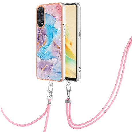 Протиударний чохол Electroplating IMD with Lanyard для OPPO Reno8 T 4G - Marble