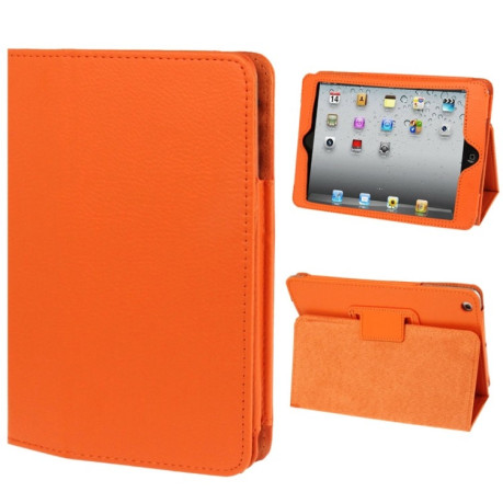 Чохол-книжка Litchi Texture 2-fold на iPad mini 1/2/3 - помаранчевий