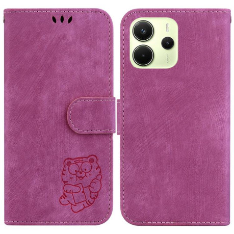 Чехол-книжка Little Tiger Embossed Leather на  Xiaomi Redmi Note 14 4G 164.48mm - пурпурно-красный