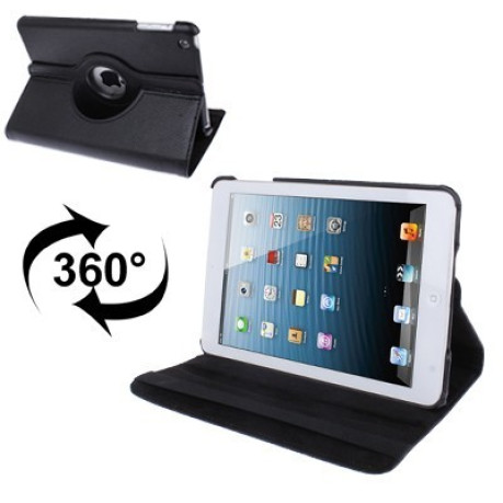 Кожаный Чехол 360 Degree Litchi Texture черный для iPad mini 1 / 2 / 3