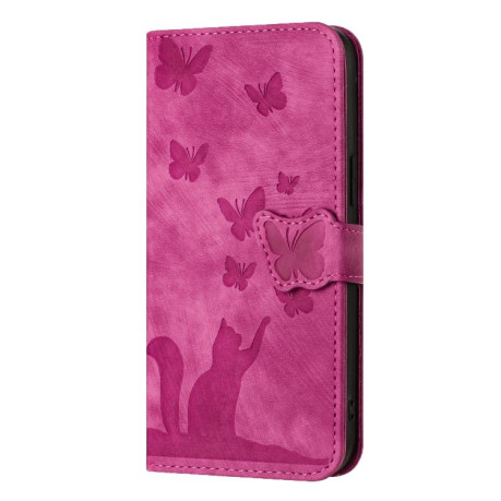 Чохол-книжка Cat Embossing Pattern на Xiaomi Redmi A4 5G - рожевий