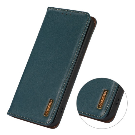Кожаный чехол-книжка KHAZNEH Nappa Top для Samsung Galaxy A23 4G - зеленый