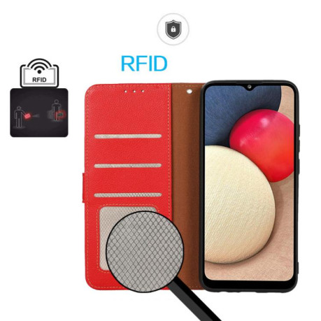 Чехол-книжка KHAZNEH Litchi Texture для Xiaomi Redmi Note 14 4G 164.84mm - красный