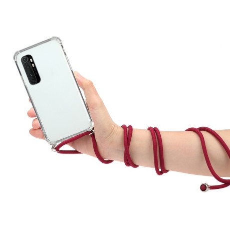 Противоударный чехол Four-Corner with Lanyard на Xiaomi Mi Note 10 Lite - красный