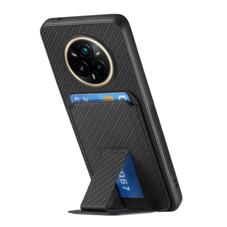 Противоударний чехол Carbon Fiber Card Bag для Realme 14 Pro+ - чорний