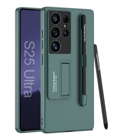 Противоударный чехол GKK Ultra-thin Holder with Pen Slots &amp; Stylus Pen для Samsung Galaxy S25 Ultra 5G - зеленый