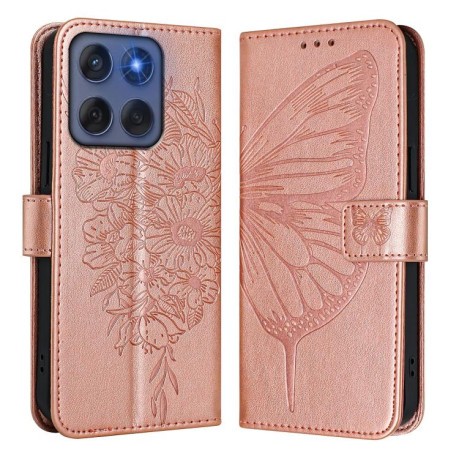 Чехол-книжка Embossed Butterfly для Motorola Edge 5G 2025 / 60 Fusion 5G - золото