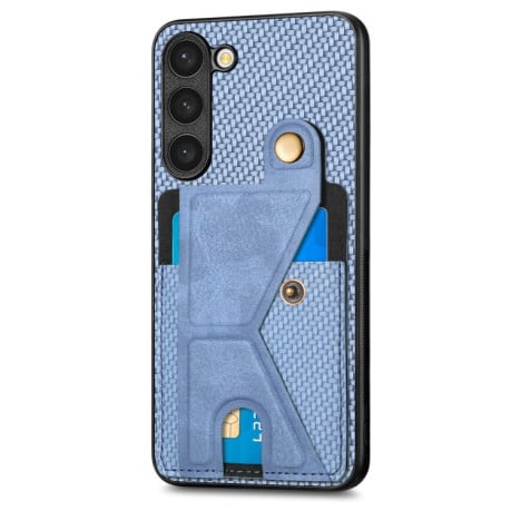 Протиударний чохол Carbon Fiber Wallet для Samsung Galaxy S23+Plus 5G - синій