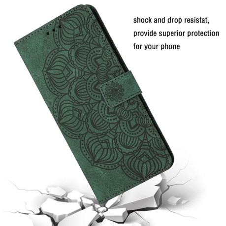 Чехол-книжка Mandala Embossed Flip для iPhone 14 Plus - зеленый