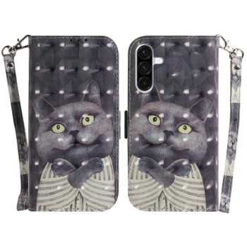 Чехол-книжка 3D Colored Horizontal Flip Leather для Samsung Galaxy A36 5G / A56 5G - Cat