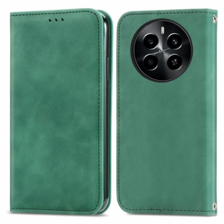 Чехол-книжка Retro Skin Feel Business Magnetic для Realme 13 5G/12 5G/12X 5G - зеленый