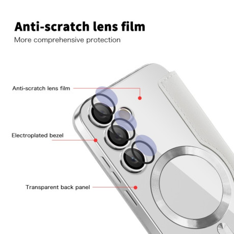 Чехол-книжка Shield MagSafe RFID Anti-theft Leather для Samsung Galaxy S24 FE 5G - серый