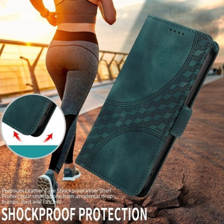 Чехол-книжка Embossed Rhombus Starry Leather для Xiaomi 14T Pro - зеленый