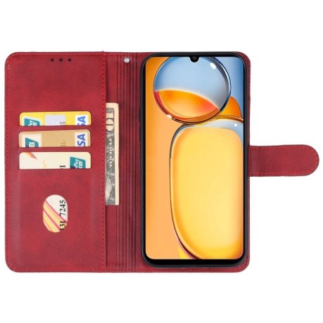 Чехол-книжка EsCase Leather для Xiaomi Redmi 13C/Poco C65/Poco C65 - красный