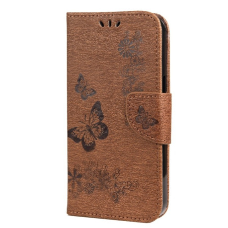 Чехол-книжка Vintage Floral Butterfly для iPhone 13 Pro Max - коричневый