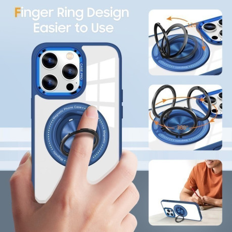 Ударозащитный чехол Magnetic Rotating Ring Holder на iPhone 16 Pro Max - синий