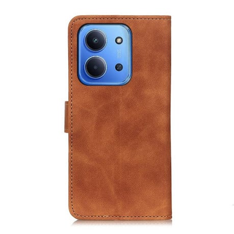 Чехол-книжка KHAZNEH с матовой фактурой Cowhide и магнитным хлястиком на Xiaomi Redmi 15C 5G / 4G EU 173mm - коричневый